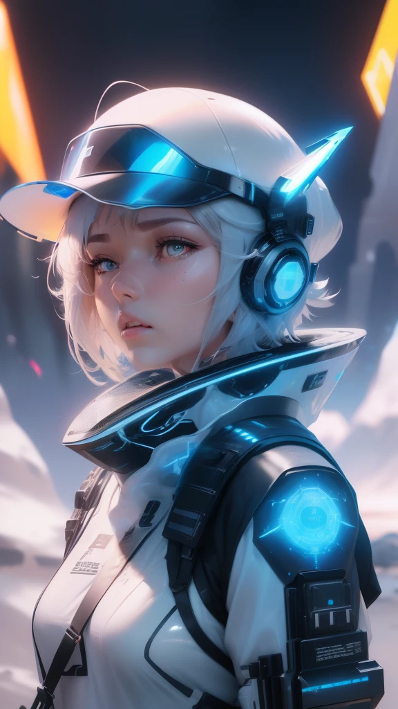 Overhead Shot, (Pray for the Tomboy:1.5) In the desert, Perfect female face, With grey eyes, skinny, Space Force Camouflage Net Tight T-, Mix in ginger stripes, Black and dark cutouts, Spotted Uniforms, original, Sony Alpha α9 II, 24-105 mm F/4, High resolution、(Clothes with futuristic gadgets:1.4)、