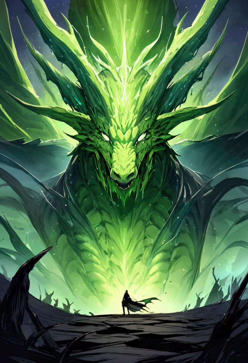 cosmic size, green dragon, Overbearing, Clash with the Void Giant,