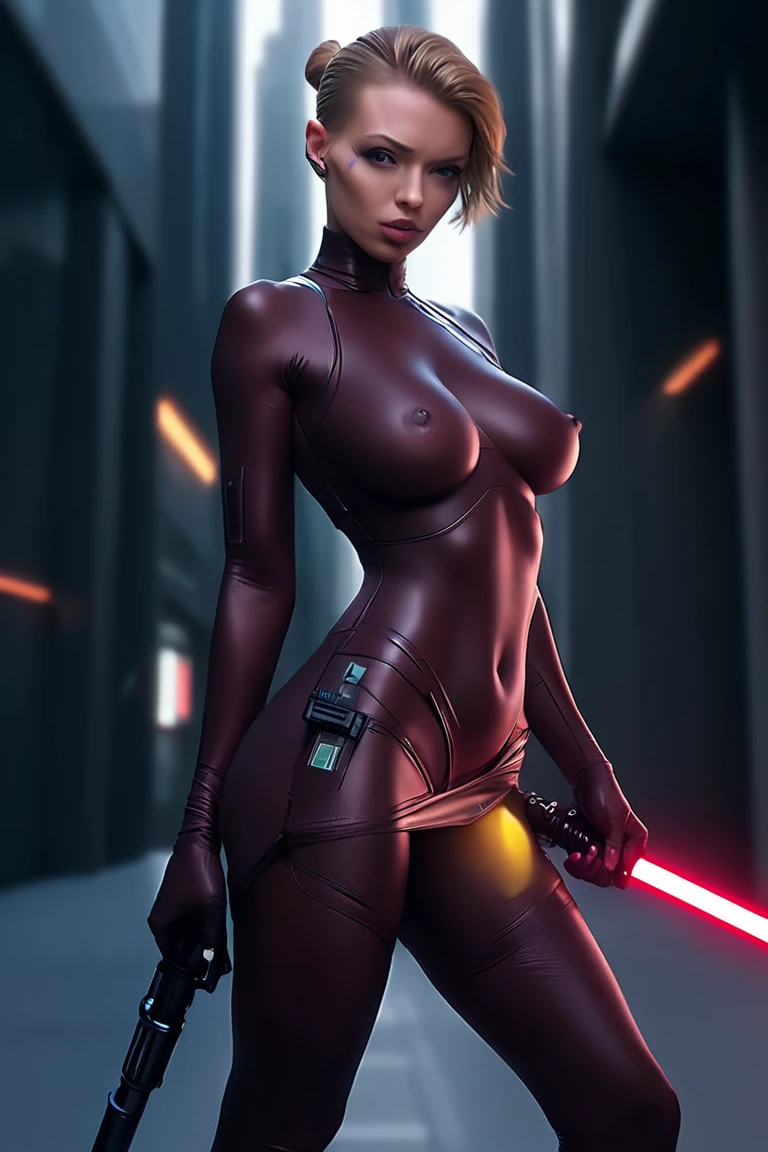 Techwear fashion breathtaking, natural light, dynamic angle, (anti-aliasing:1.2), elegant, soft scattered light, dramatic scene light saber . Futuristic, cyberpunk, urban, (tactical:1.23), sleek, dark, highly detailed digital painting, artstation, concept art, smooth, sharp focus, illustration, art by artgerm and greg rutkowski and alphonse mucha Seven of Nine