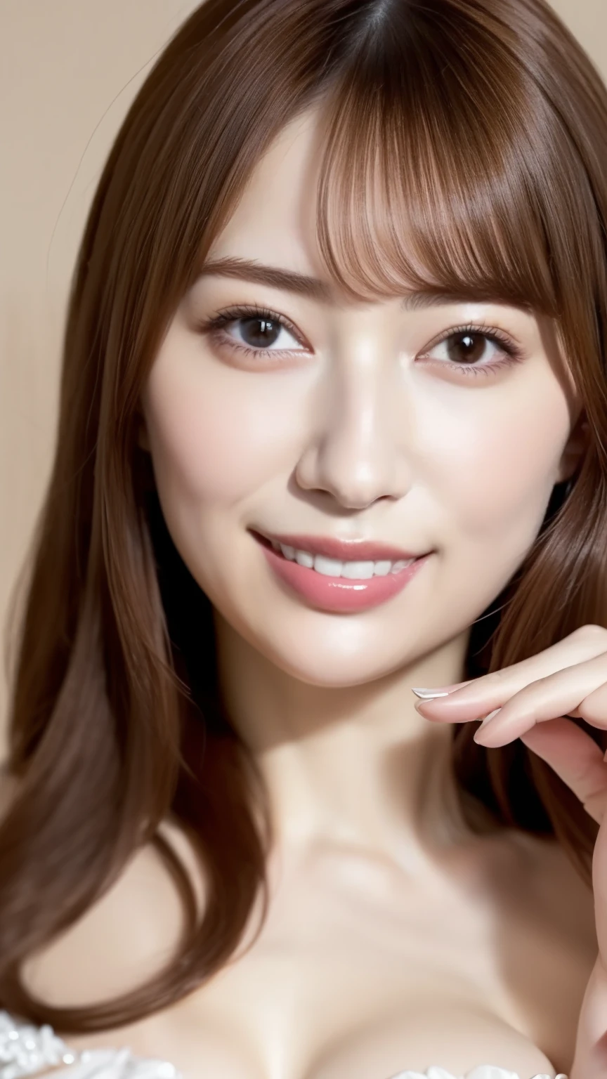 (Cowboy Shot、Highest quality、8k、Award-winning works、Ultra-high resolution度)、One beautiful woman、(perfection, Wearing a natural and colorful shiny dress:1.2))、Bright color contacts、perfection Makeup、Bright and shiny lipstick、Beautiful bright eyeshadow、(Big Breasts:1.2)、Long Hair,(brand:1.3)、(Romantic affection:1.1)、The best smile he had when he saw me、(Many of them emphasize the body line..:1.1)、(Strongly blurred vibrant Harajuku city background:1.1)、(Strongly blurred background:1.1)、Accurate anatomy、Ultra HD Hair、(Ultra-high resolution度のperfectionな美しい歯:1.1)、Ultra-high definition beauty face、Ultra HD Hair、Ultra HD Shining Eyes、輝くUltra-high resolution度の美肌、Ultra-high resolution,Tight and gorgeous dress Beautiful Japanese actress,flying debris,,Award-winning photo, Very detailed, Close your eyes, Nose and mouth,Face Focus, Extreme close up of face、 Age 35,Symmetrical face,Realistic nostrils、Natural smile
