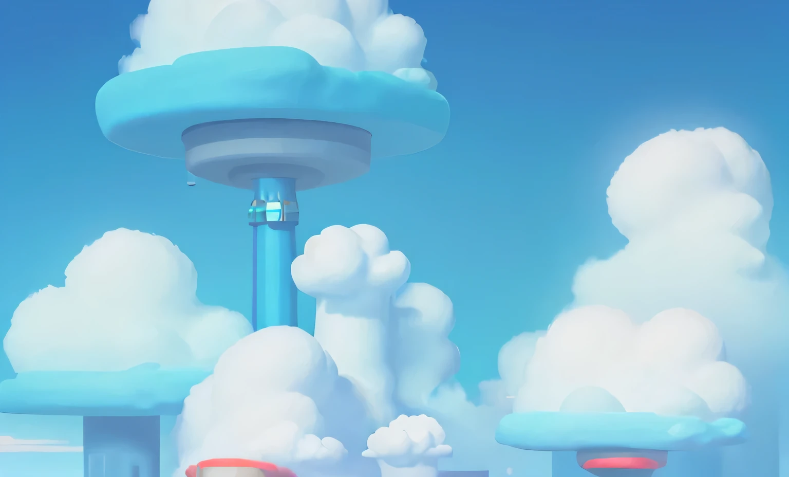 mario world sky, cloud, building, background, stylized, high quality, 8K