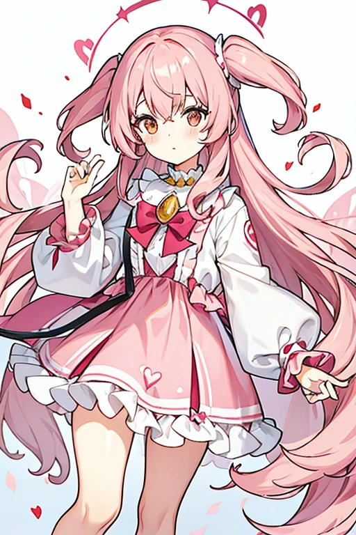 women, pastel pink semi long hair, Red nose, pink and white clown dress, Payasa