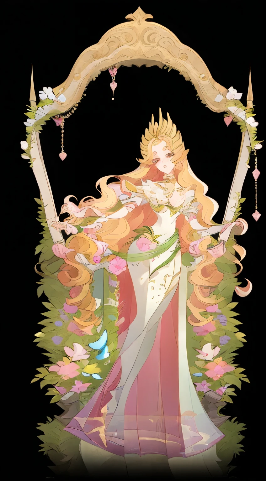 ((masterpiece)),high quality,Extremely detailed,Blonde+White clothing:1.2,Sweet and delicate girl,Bijai,Lolita prostitute，Exquisite facial features,Perfect body，Pearl decorated face，There are bubbles around,Bright colors,Romantic long hair,Natural light,Warm and sweet,Brown eyes,Gorgeous hair accessories，Pink clothing