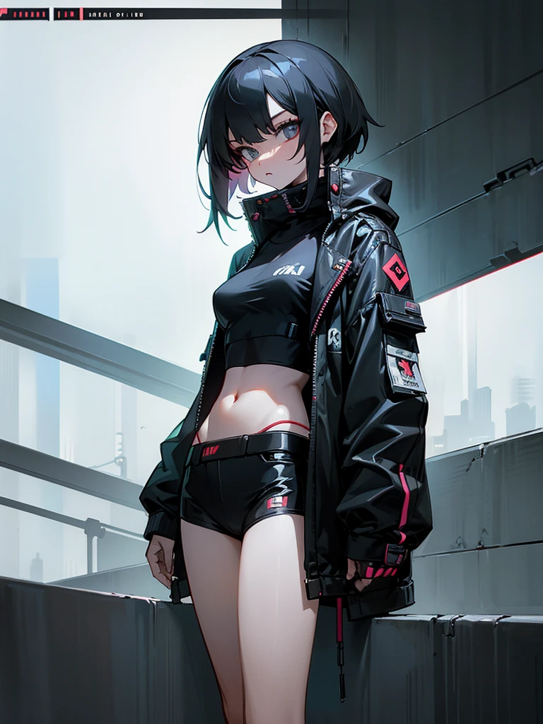 (masterpiece、top-quality)、cyberpunked、The bikini、girl with、