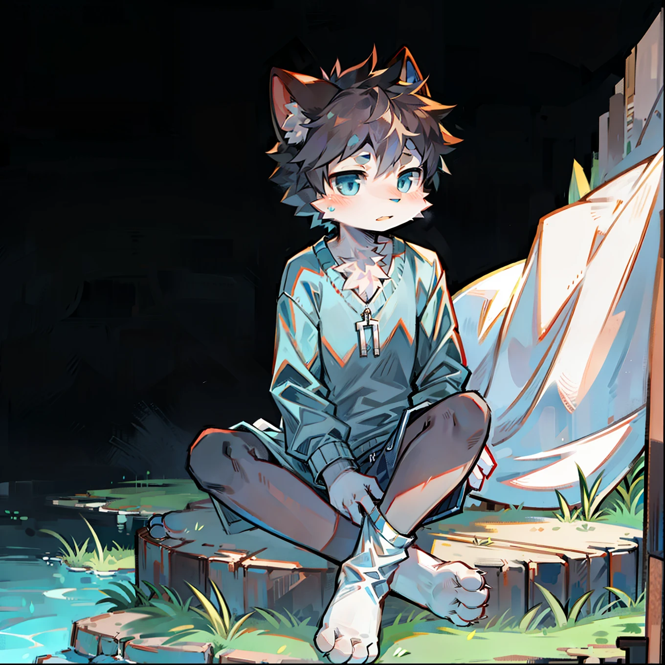 Libido boy,male people,ddlers,Masterpiece, Best quality, Perfect anatomy, Furry, coyote, Solo, Male, baggy clothes, Open clothes, Eau, Abs, holding book, Detailed background, music sheets, Leaning back, Butterfly, Grass,(Shota,Libido boy),altar, Fire, Smoke, forest, Candle, Night, (Particle ,Firefly, blue glowing:1.3), Detailed background, 8K HD, (Dark shadows, Wide dynamic range, hdr, Low light:1.2), by Pino Daeni, canyne khai, milkytiger1145, Dagasi, Yupa, Tik