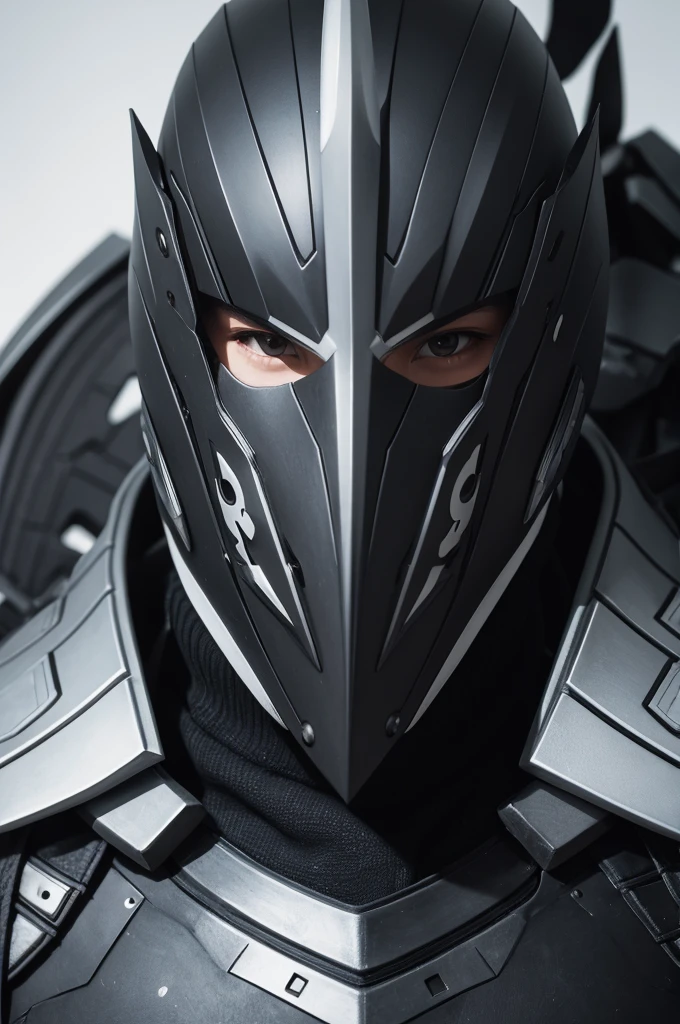 A black and white armor mask 