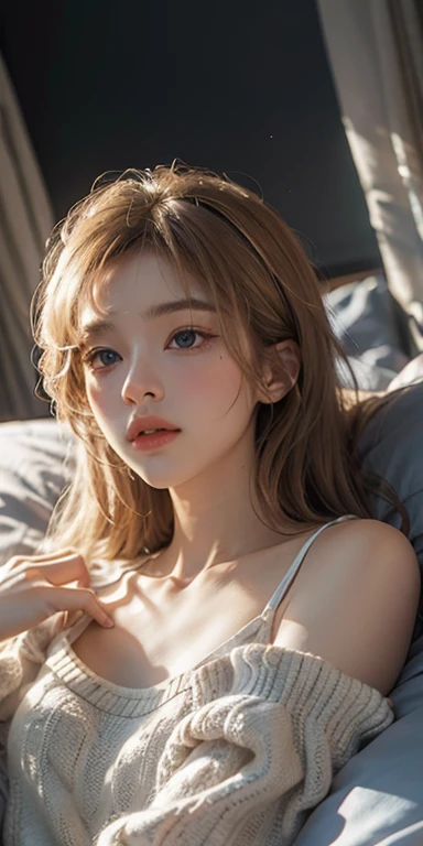 hands above your head、Beautuful Women、extremely delicate and beautiful、pureerosface_v1:0.8、an lingerie、FULL BODYSHOT、lying back on