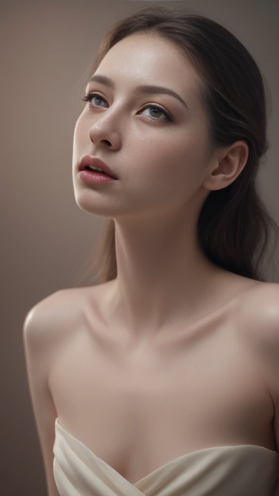 a gorgeous woman, beautiful detailed eyes, beautiful detailed lips, extremely detailed face, long eyelashes, elegant pose, ethereal beauty, soft glowing skin, flowing hair, delicate features, feminine figure, graceful movement, natural lighting, cinematic composition, dramatic chiaroscuro, muted color palette, dreamlike atmosphere, serene expression, photorealistic, 8k, high quality, masterpiece