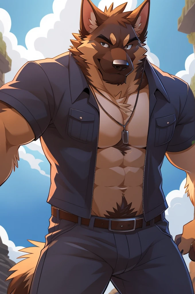 author: Takemoto Arashi, (1 boy), one, Belgian Malinois, Men&#39;s 2nd, Beast field, Hot body, muscle, beautiful, sex, Attractive man, (Delicate eyes), Eyebrow, (masterpiece, high resolution, best quality), 4K, bad, portrait, beautiful shadow, Chest Focus, , Dark Basement, Chain, Clothes are torn, scar, Blood,