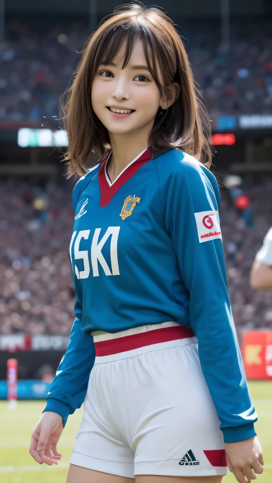 Best picture quality (8k, high resolution, Masterpiece: 1.2), super detailed, Random hairstyle, 26-year-old woman,
Extraordinary beautiful girl、Cute and beautiful face details、(Facing the children_v1:0.008)、
score_9, score_8_upper, score_7_upper,
Rugby Situation: The moment the try was scored。
clothing: Team Jersey、spike。
Pause: Crossing the finish line、Happy with the ball。
Camera angle: From the side、Feel the momentum。
,Active Pause ,
Beside her、The thunder danced。
Focus on the waist above
, random cute pose ,big eyes ,Puffy eyes , Heart Pupil, blush , huge shy smile , salute