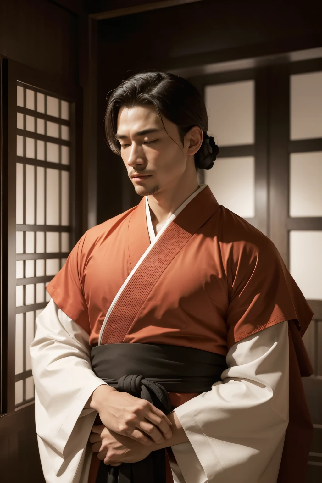 ((best qualityer)), ((work of art)), (detailded), martial arts, kimono master meditating, Men