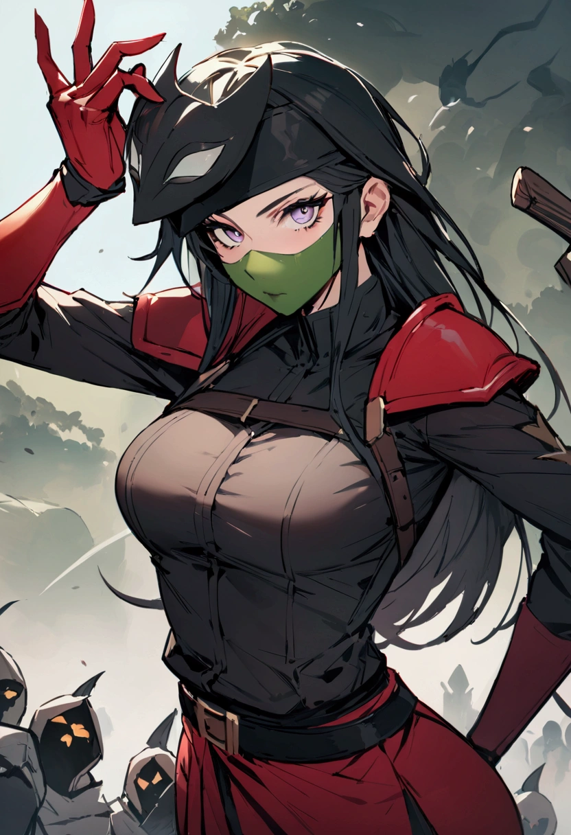 masterpiece,Highest quality,Super quality,Enemy Characters,Female Swordsman,cool,Remove the mask,Be kind to your subordinates