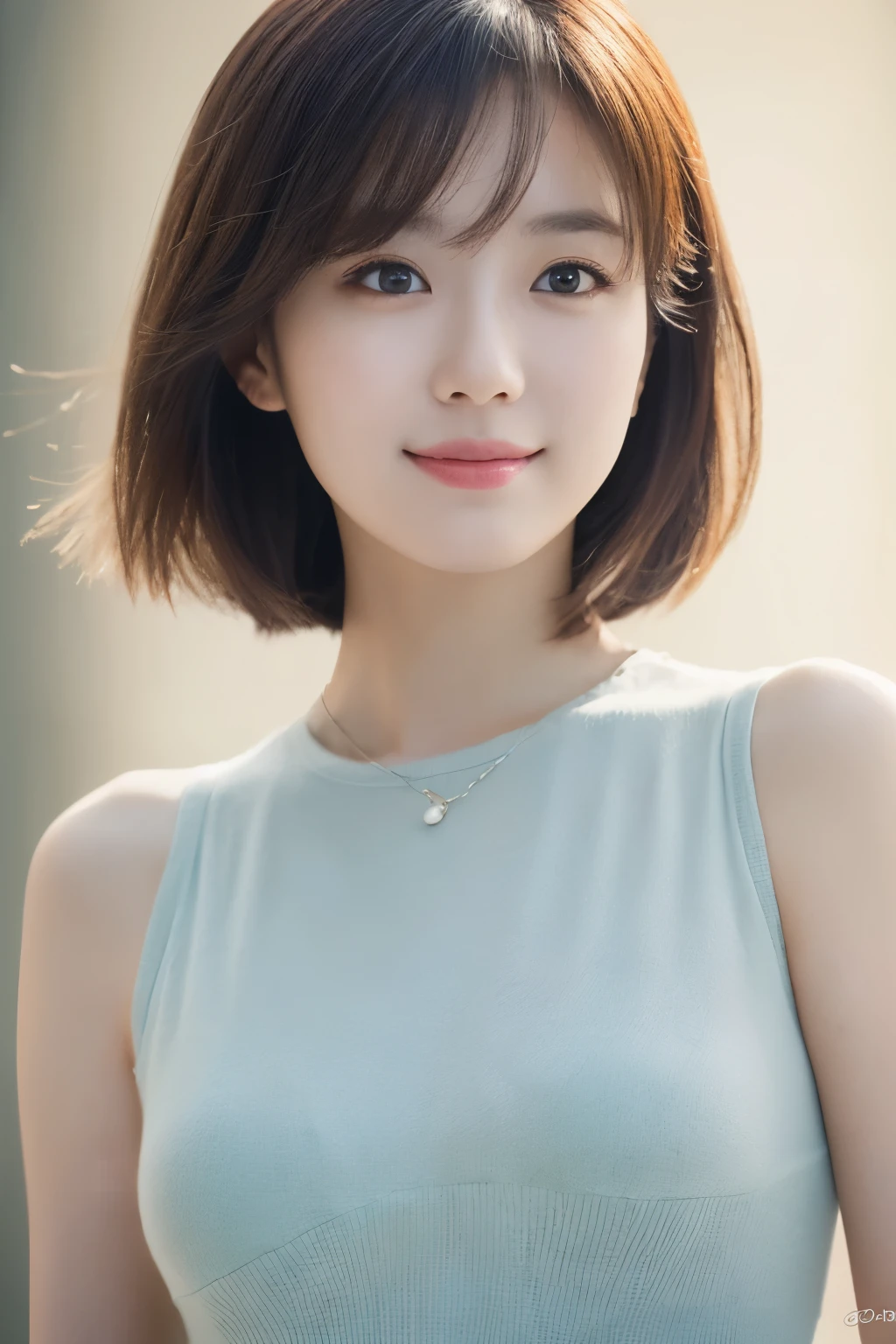 One Girl, (Dress casually, Pastel colored clothes:1.2), (Beautiful Japanese idol portrait photos),
(Simple background in light colors:1.3),
(RAW Photos, Highest quality), (Realistic, photo-Realistic:1.4), masterpiece, 8K Portrait,
Very delicate and beautiful, Very detailed, 2k wallpaper, wonderful, In detail, Very detailed CG unity 8k wallpaper,
Very detailed, High resolution,
Soft Light, Beautiful detailed girl, Very detailed eyes and face, Beautiful and sophisticated nose, Beautiful attention to detail,
Cinema Lighting, Perfect Anatomy,
Slender body, Small breasts, Medium Hair, Bokeh, Dynamic Angle, A light smile,