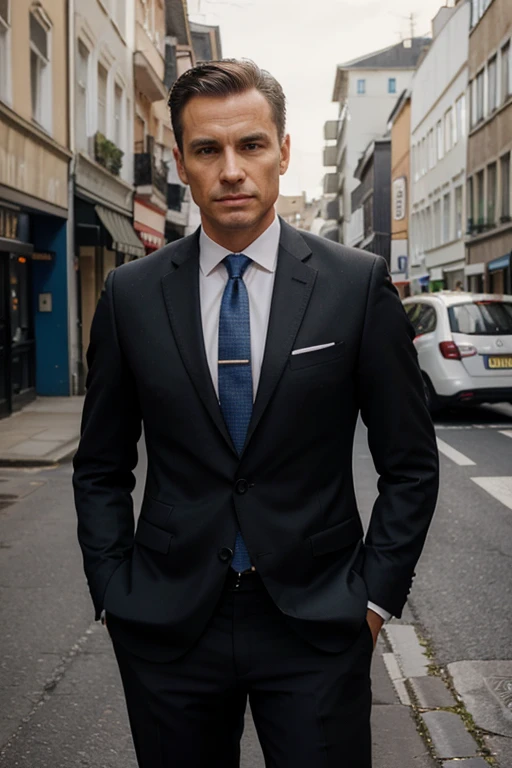 Photo of a man, suit, Business Lifestyle, 45 Alter, sporty, very pretty, European,