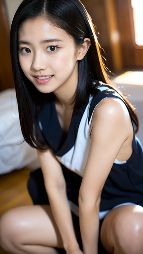 Unbelievably beautiful japanese girl, junior high school, (slim, tiny, small, plain), (have a vaginal sex , Please insert penis into your pussy:1.3), neat and clean face, baby face:1.1, Sensual look, A kind smile, 15 years old, (Best Quality, 8k, master piece :1.3), (gleaming skin, Shiny hair:1.4), master piece, Best Quality, (Ultra-detailed), nipples, summer beach