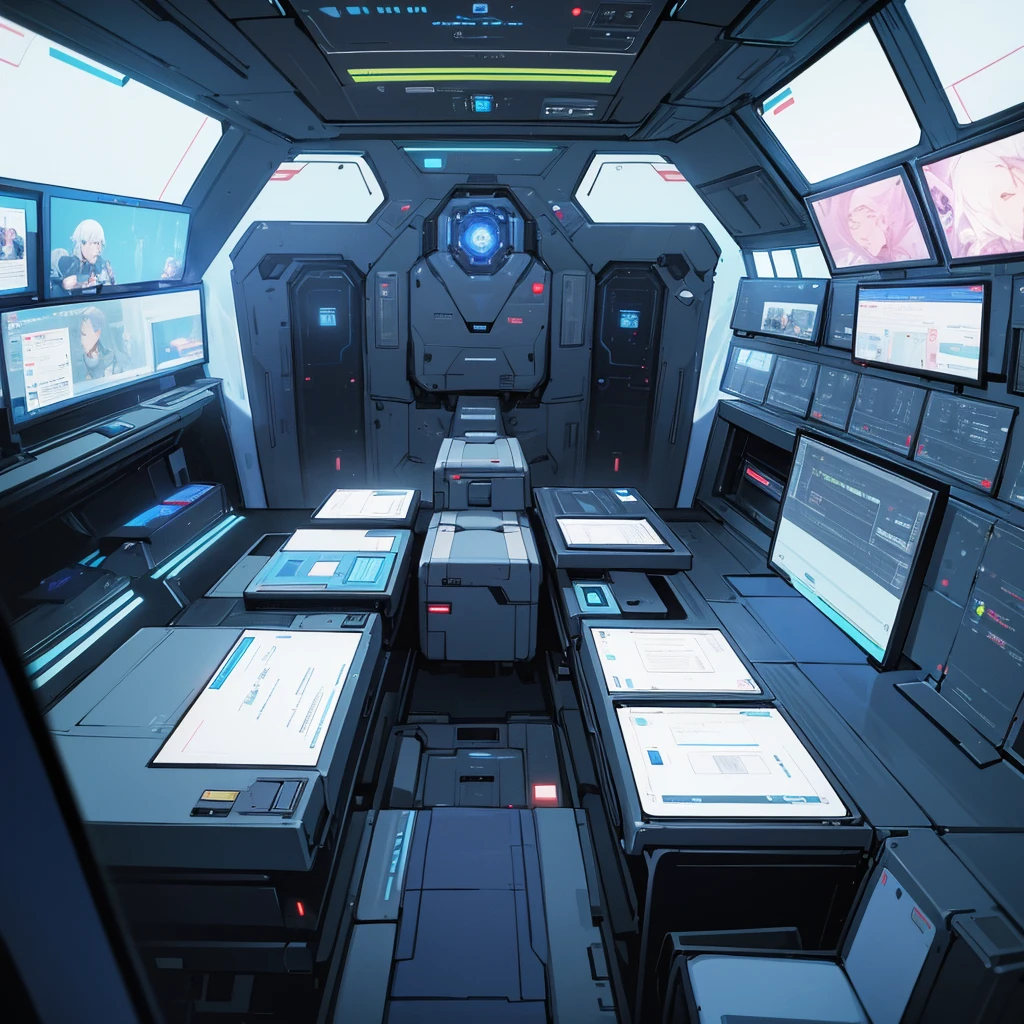 a closeup of a room with many computers and monitors, High-tech spaceship interior., futuristic spaceship interior, Inside a spaceship, Spaceship interior, Interior of an alien spaceship, in a futuristic spaceship, detailed Spaceship interior, science fiction interior, futuristic interior, Inside a spaceship, futuristic environment, science fiction room, futuristic room, interior of the space station, well-detailed white-haired-blue-eyed boy, High quality. 