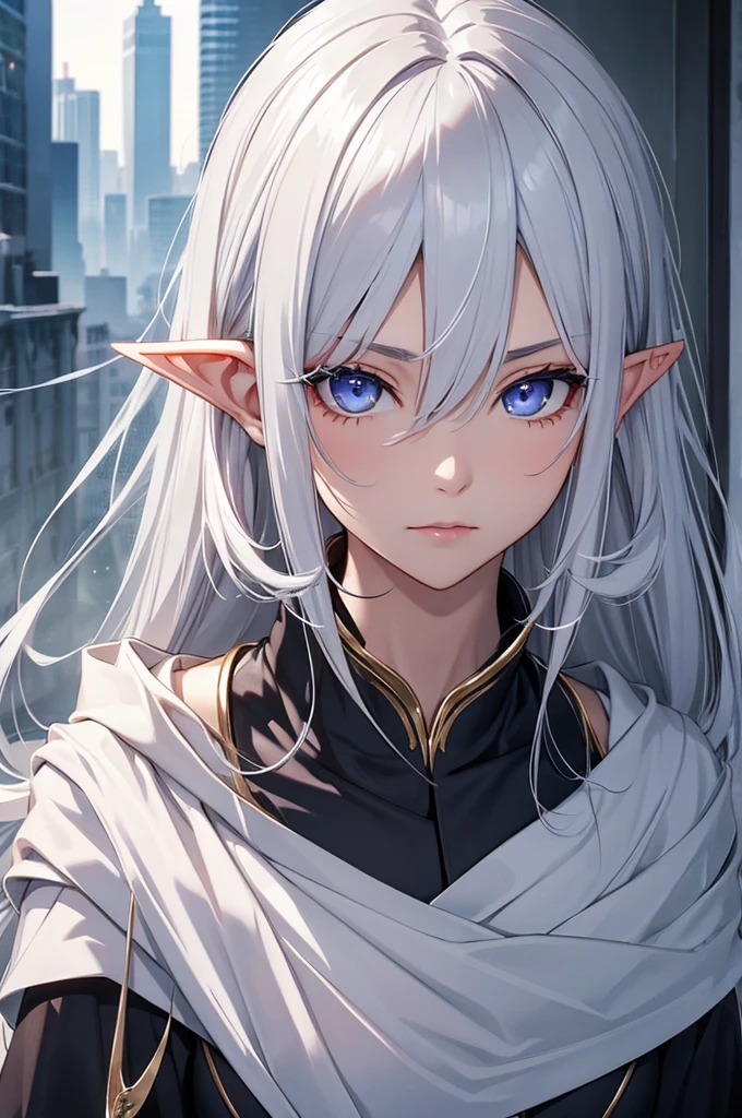 Silver Hair、Silver Eyes、Elf、Wizard、Highest quality、