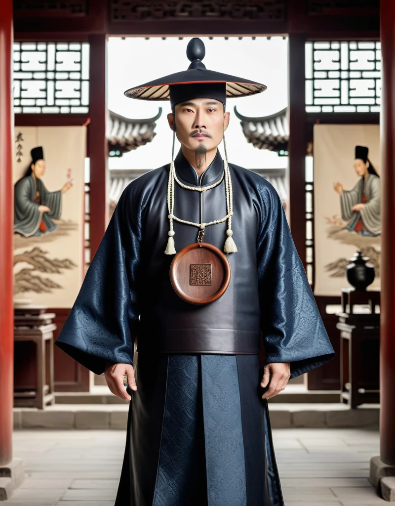 Title Description:Based on real history,Recreate the image and scenes of Bao Zheng in the Song Dynasty。
Pattern Creativity:
Bao Zheng in official uniform,Wearing a black gauze hat,Holding official seal,The look is majestic。
The scene of Bao Zheng trying a case in the lobby of Kaifeng Prefecture,Gongsun Ce stood on both sides、Zhan Zhao and other assistants。
Bao Zheng's Dialogue with the Emperor,Demonstrating loyalty and integrity。