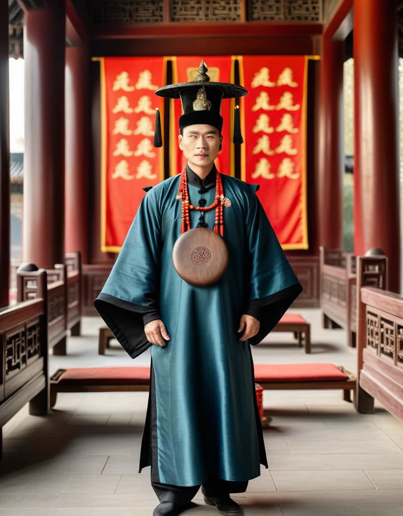 Title Description：Based on real history，Recreate the image and scenes of Bao Zheng in the Song Dynasty。

Pattern Creativity：

Bao Zheng in official uniform，Wearing a black gauze hat，Holding official seal，The look is majestic。
The scene of Bao Zheng trying a case in the lobby of Kaifeng Prefecture，Gongsun Ce stood on both sides、Zhan Zhao and other assistants。
Bao Zheng&#39;s Dialogue with the Emperor，Demonstrating loyalty and integrity。