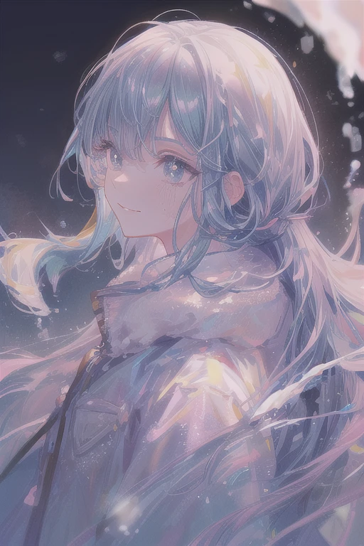 masterpiece:1.2), best quality , solo ,pixiv, anime girl ,白色long hair , Black eyes ,Wearing white and gray camouflage modern military uniform,,Ten years old,Snow,battlefield,(eyes looking into the distance:1.3),(look away:1.5),snowy weather,dirty face,There is blood on the forehead,dirty face,Backlight,Bare rocky peaks ,Very cheerful expression,
(Super detailed:1.2),(HD:1.3), (Professional photography:1.2), (very beautiful:1.2), (Ridiculous:1.2), (Fisheye), movie lighting, (sharp focus), (Perfect light), long hair, big eyes, (Long eyelashes), ((Eye bags)), colorful eyes, Round eyes, (naughty smile),joy, Cute,