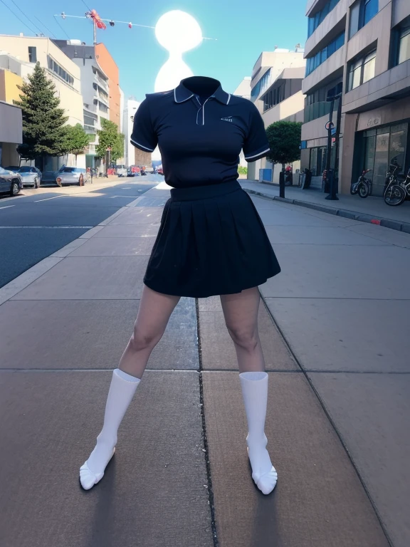 You can even see the feet, (Arch your back, Hands on hips), Be patient with peeing, mini skirt, (From below), uniform, (can not see, No humans, Headless, Faceless:1.5), Cute big tits, (8k, RAW Photos, Highest quality, masterpiece:1.2), (Realistic, photo-Realistic:1.37), Photon Mapping, Radio City, ((Hasselblad Photography)), Physically Based Rendering, whole body, socks
