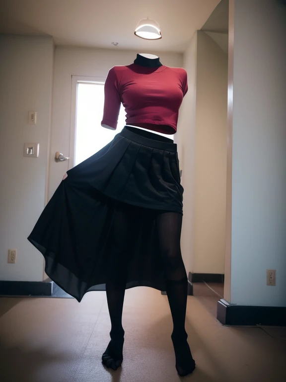 You can even see the feet, (Arch your back, Hands on hips), Be patient with peeing, mini skirt, (From below), uniform, (can not see, No humans, Headless, Faceless:1.5), Cute big tits, (8k, RAW Photos, Highest quality, masterpiece:1.2), (Realistic, photo-Realistic:1.37), Photon Mapping, Radio City, ((Hasselblad Photography)), Physically Based Rendering, whole body, socks