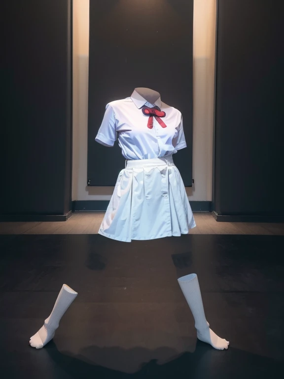 You can even see the feet, (Arch your back, Hands on hips), Be patient with peeing, mini skirt, (From below), uniform, (can not see, No humans, Headless, Faceless:1.5), Cute big tits, (8k, RAW Photos, Highest quality, masterpiece:1.2), (Realistic, photo-Realistic:1.37), Photon Mapping, Radio City, ((Hasselblad Photography)), Physically Based Rendering, whole body, socks
