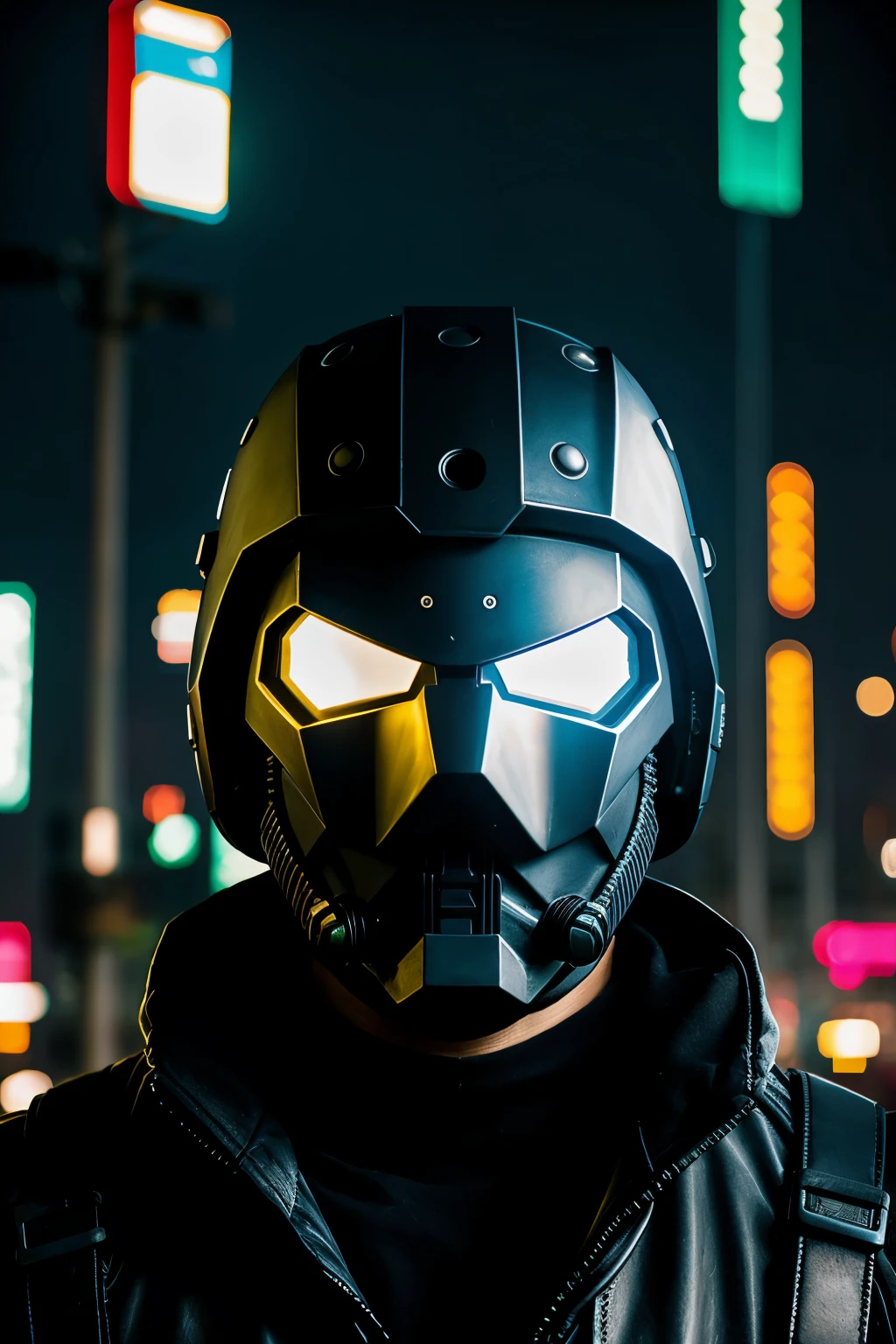 Mechanic themed mask with led lights