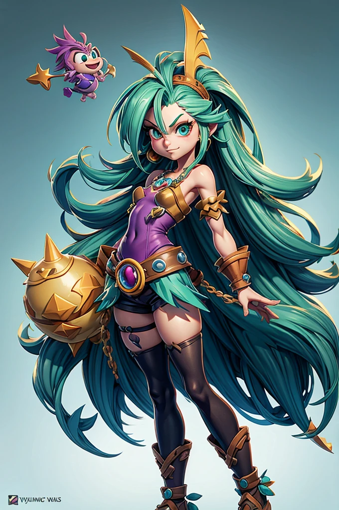 Rayman Legends style tree, character estilo art rayman legends, (girl), fully body, viking style, Giant Accessories,Giant Monster, Little bunny, sensuality, FANTASY
