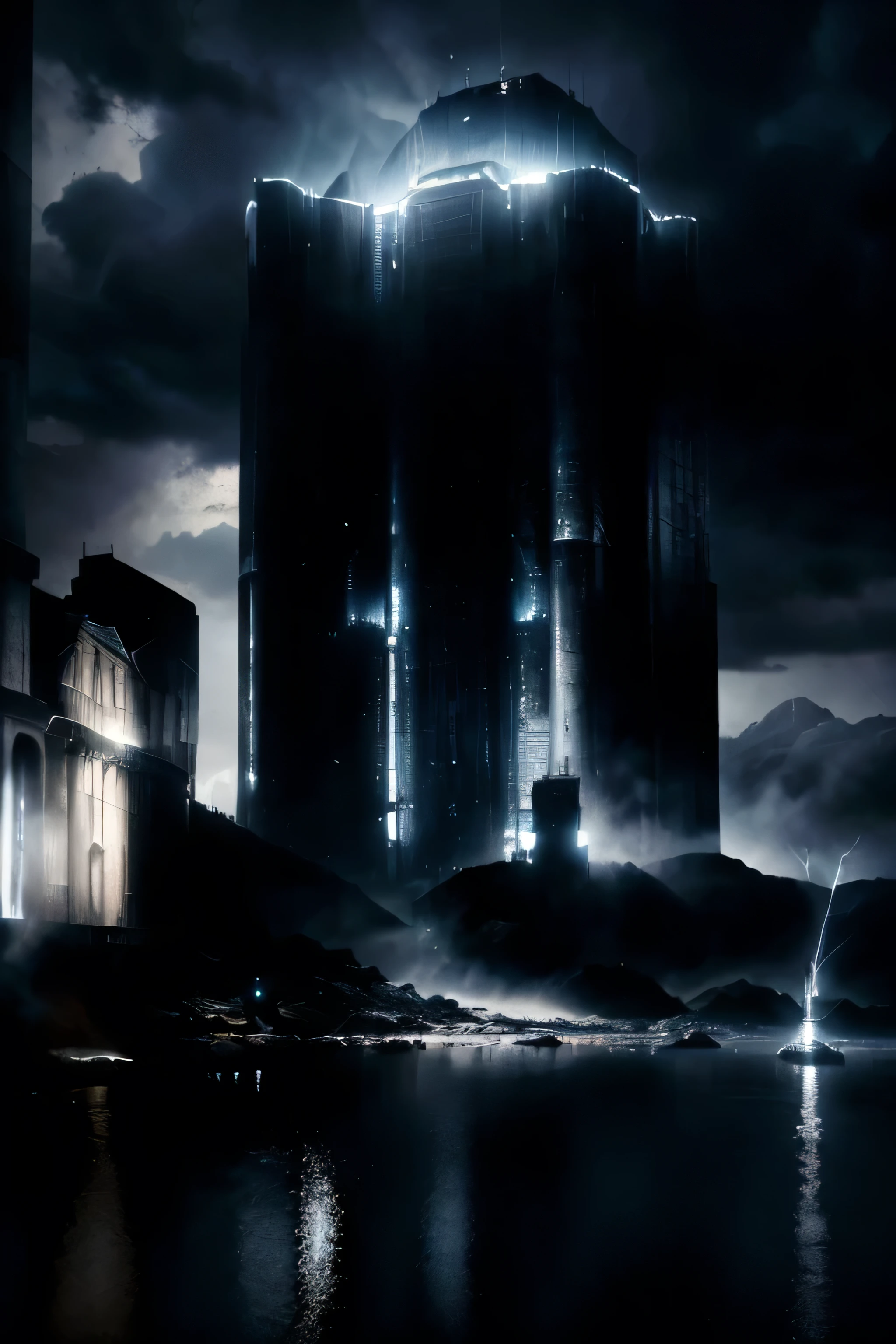 (best quality,4k,8k,highres,masterpiece:1.2),ultra-detailed,(realistic,photorealistic,photo-realistic:1.37),beautiful detailed grey-blue landscape,dark dramatic sky,dramatic lighting,cinematic composition,incredible details,moody atmosphere,ethereal,serene,stunning colors,vibrant,atmospheric,epic scale