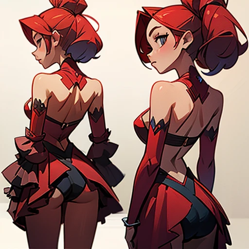 Sexy Underwear design inspired by red queen (Alicia), in various views (front and back)