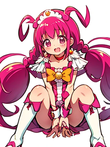 Cowgirl, squat, Cure Happy spreads her legs and blindfolds herself_Smile PreCure