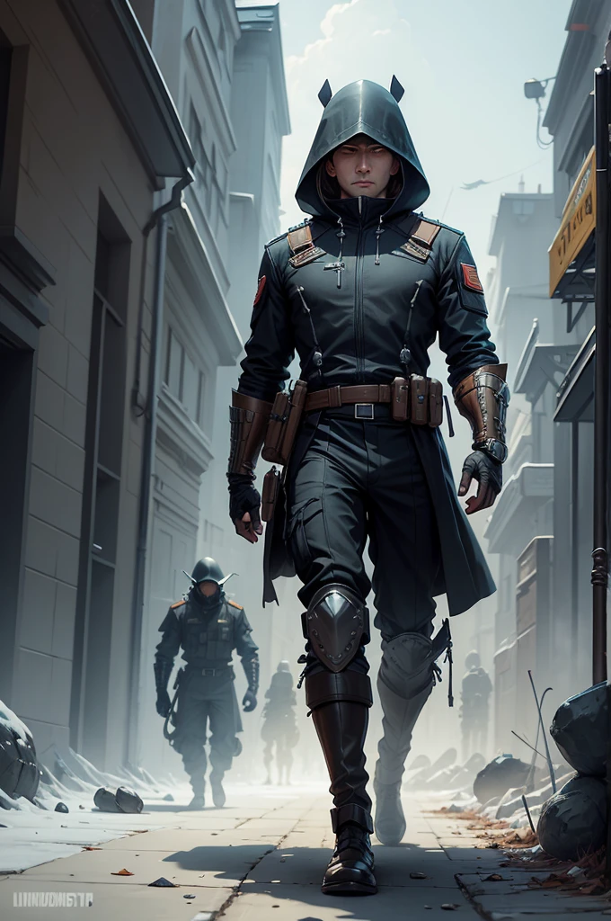 Uniformed soldiers walk down a street with tanks., Lt. Ludwik Konarzewski, by jeonseok lee, Lt. Ludwik Konarzewski Jr, Lt. Tadeusz Pruszkówski, by Andrzej Pronaszko, concept art by victor antonov, Lt. Artur Tarnowski, alexey egorov with different vinets