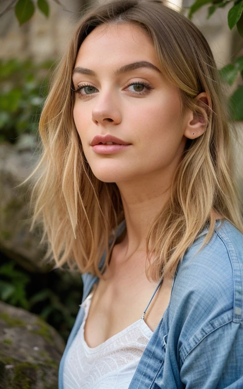 ((Tir lointain)) influenceuse blonde aux longs cheveux naturels ondulés, extravagant , 8k, extrêmement détaillé, photoréaliste, détails complexes, texture de peau réaliste, cheveux réalistes, texture, heureux, 8k euh, meilleure qualité, haute résolution, Attention aux détails, très grand , Tir lointain, le detail le plus important est quelle doit avoir ses seins nues, autre detail important on doit voir ses fesse sans culotte et sur les autres photos son vagin cest le plus important