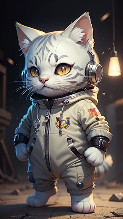 Fucking, Cartoon silver tabby cat, Against the backdrop of the Matrix, Escape and be free, Wearing a spacesuit, Ultra-realistic