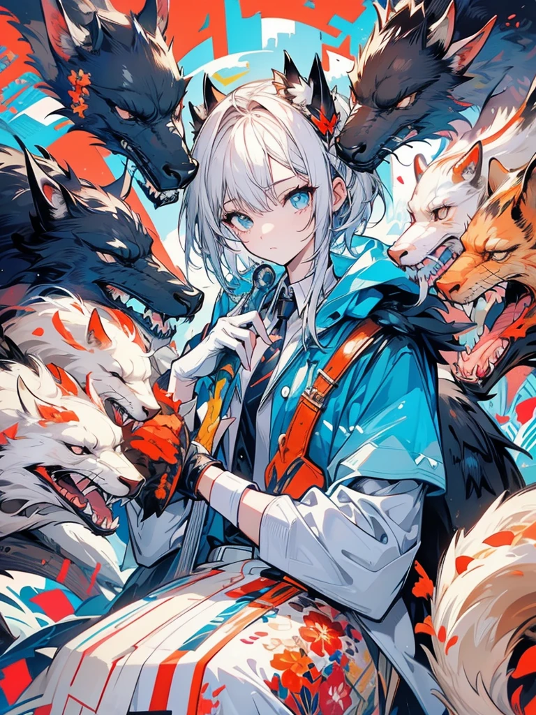 Animal trainer Surrounded by various animals Kind face Short and young