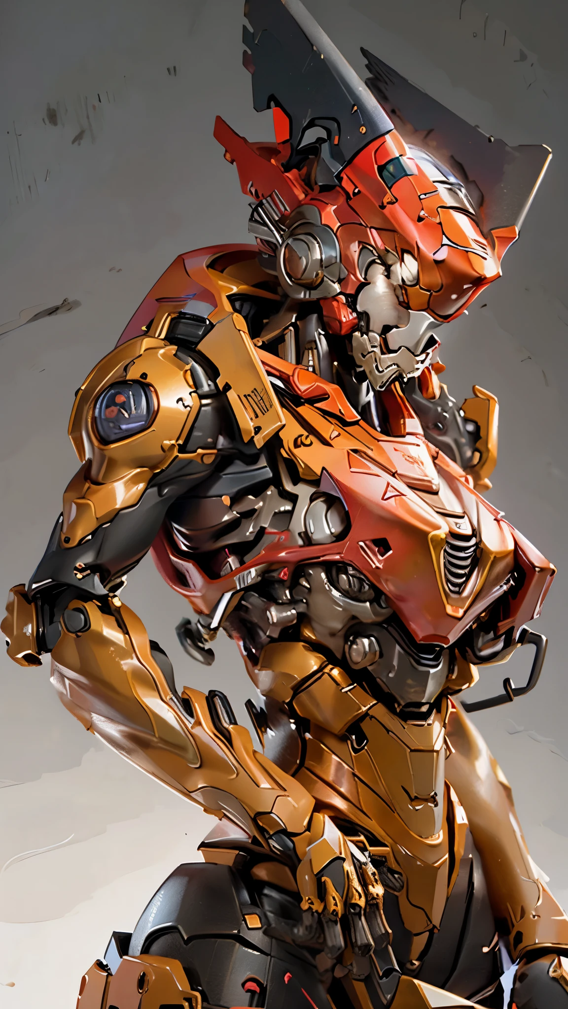 EVA02、Simple Background、looking at the camera、masterpiece、Highest quality、Shiny body、Upper Body、Moderate bust、Android、Wearing Light
