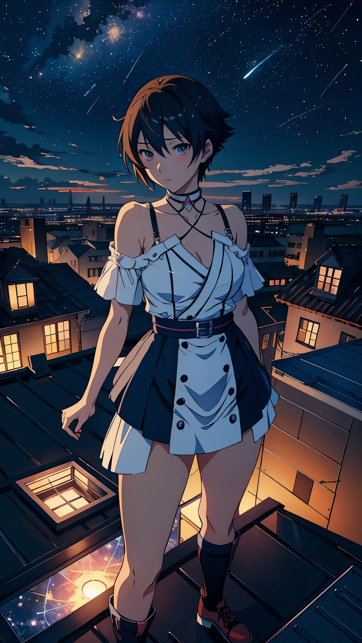 (NSFW), (Anime girl standing on a rooftop looking at the starry night sky), (Anime Wallpaper 4k), (Anime Wallpaper 4 k), (4k Anime Wallpaper), (Anime Art Wallpapers 8K), (anime art wallpaper 4k), (anime art wallpaper 4k), (Anime Style 4k), (Makoto Shinkai Cyril Rolland), (4K Manga Wallpapers), (Anime Wallpaper), (Awesome Wallpapers), (shooting star),

This masterpiece portrays an alluring anime girl on a rooftop, gazing at