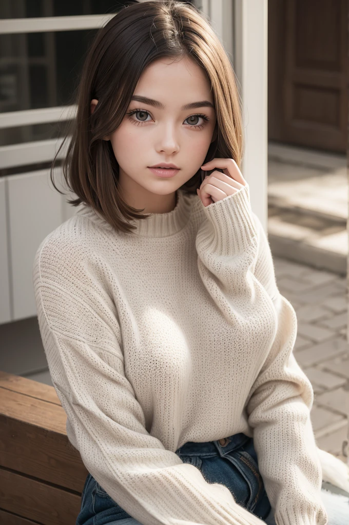 ((best qualityer)), ((work of art)), (detailded), 1 girl, ombro to ombro sweater, 