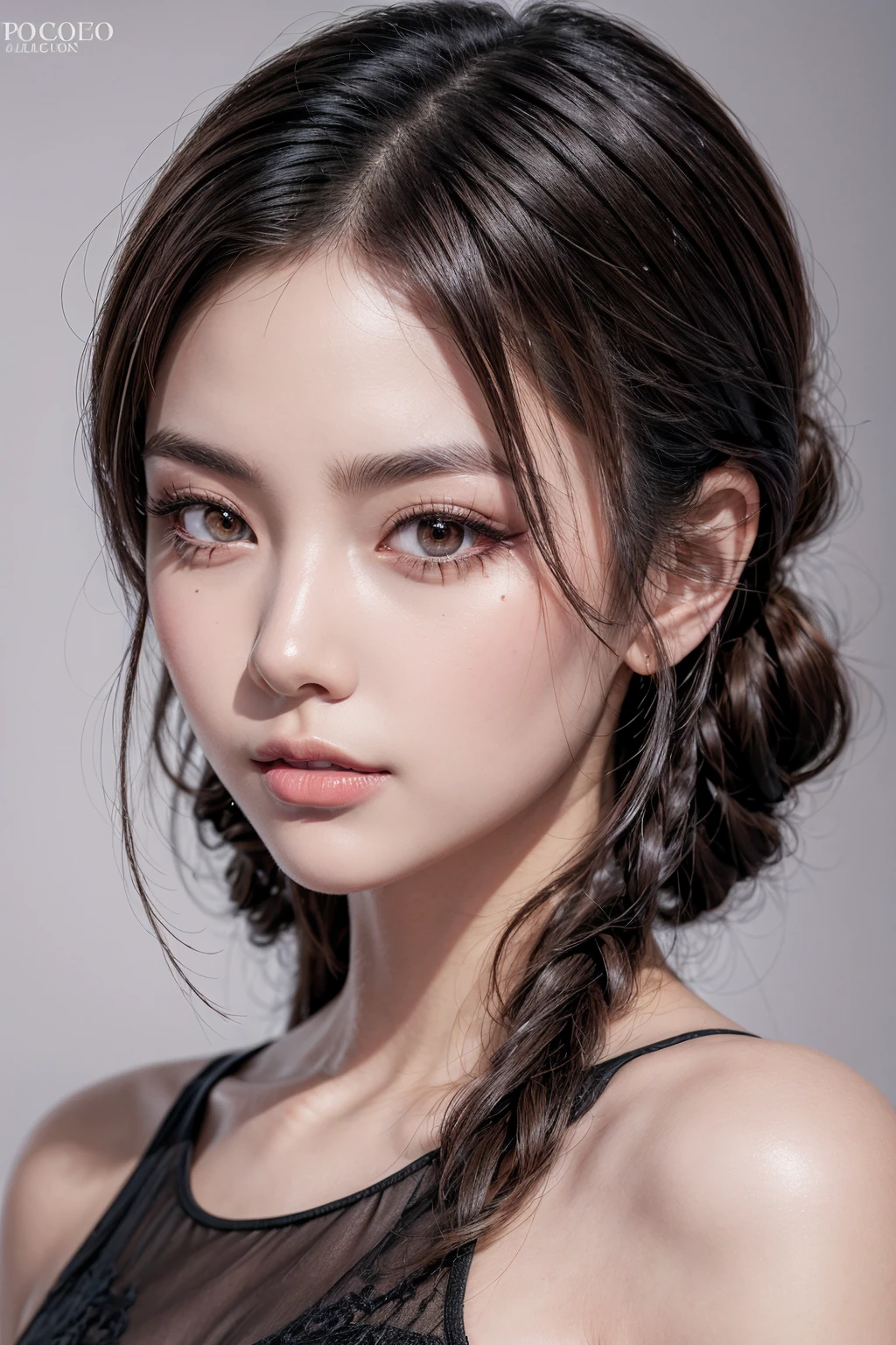 1 woman: 1.4, 20 years old, 16K ultra-high resolution, photorealistic, hyper-realistic, extremely detailed and sharp facial features, pores visible, natural skin tones and textures, (Ultra high resolution Realistic eyes clear, sharp, absurd quality, not blurry),[face:makeup|color][eyes:brown:1.3][long eyelashes:blue:1.2][perfect shadows for eyelids:pink:1.35], Makeup:1.2, (soft neon lighting on the face and body)),(perfect proportions),(anatomically correct),(perfect female body:1.4),(firm normal full breasts),slim face,beautiful cheekbones,((slim-muscled body:1.24)),(Super beautiful face),(realistic face),(highly detailed face:1.3), finely details face,finely quality eyes,(tired and sleepy and satisfied:0.0) with a digital rendering) final details(perfect round eyes,pupils,double eyelid). (Proportions are based on a 7.5 head scale).