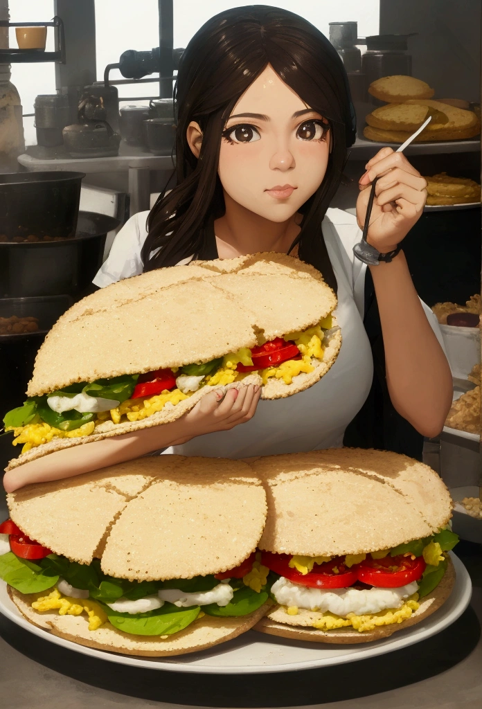 A Venezuelan girl making an arepa