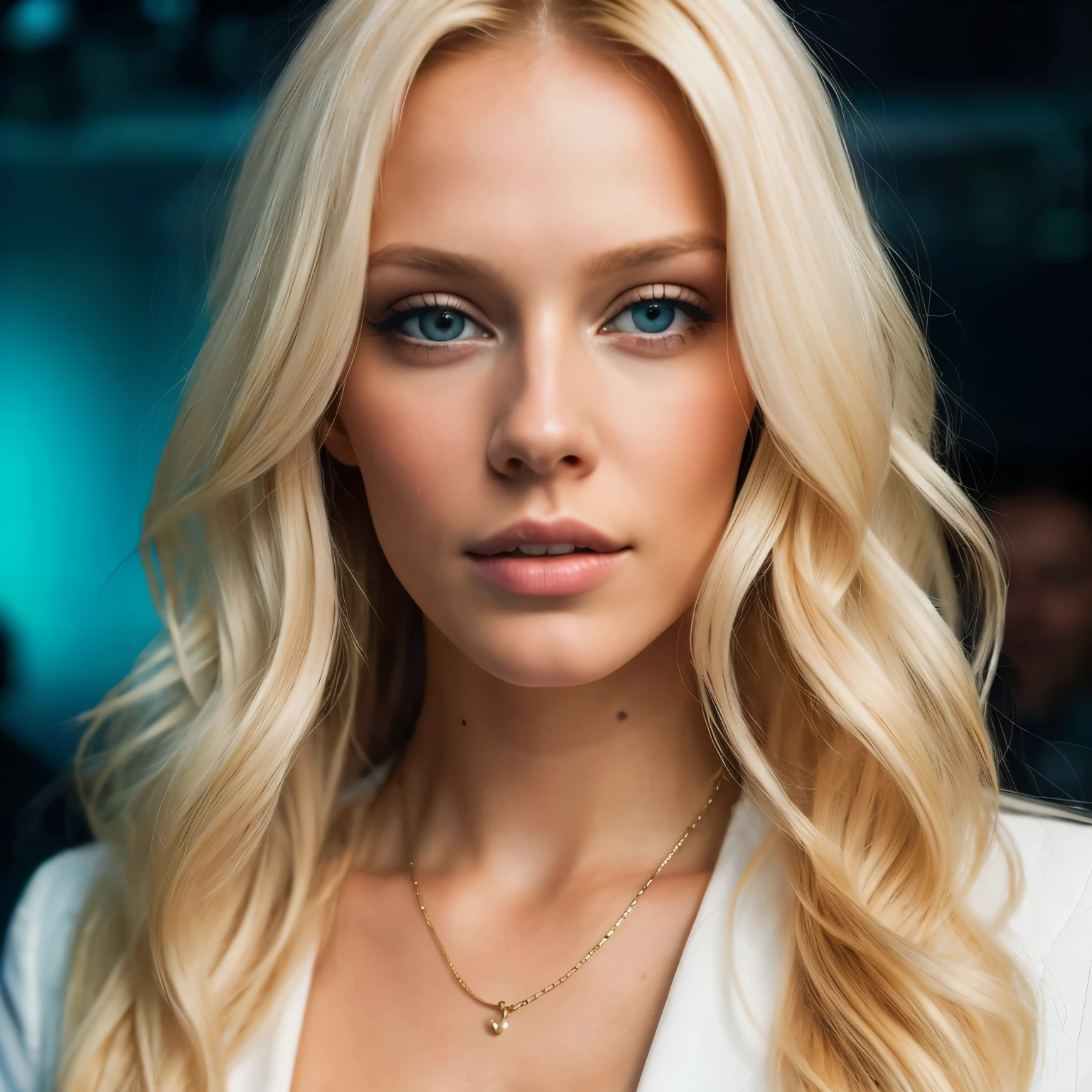 blond woman in a white folder posing for a picture, a portrait by Seb McKinnon, reddit, digital art, blonde goddess, beautiful blonde girl, gorgeous woman, dasha taran, beautiful blonde woman, , anna nikonova aka newmilky, instagram model, a gorgeous blonde, stunning woman, irina nordsol kuzmina, gorgeous female, sexy look at the camera, dancing in a club,