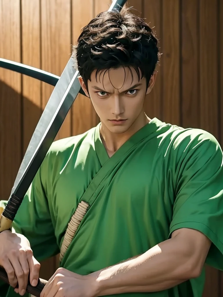 Perfect picture of one piece roronoa zoro with his 3 swords in hd quality.