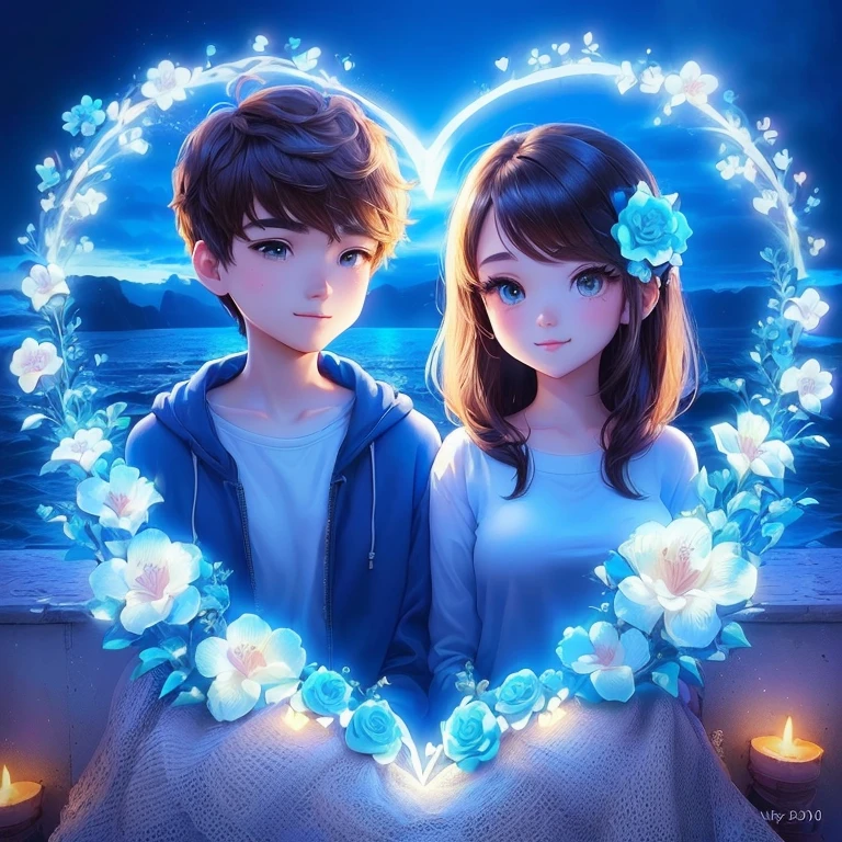 a couple of young people standing next to each other in front of a heart shaped frame, profile pic, lovely couple, cute digital art, profile picture 1024px, traditional art, true love, romantic couple, in love, digital art picture, fanart, cartoon art, ❤🔥🍄🌪, cute detailed digital art, cute cartoon, cute artwork