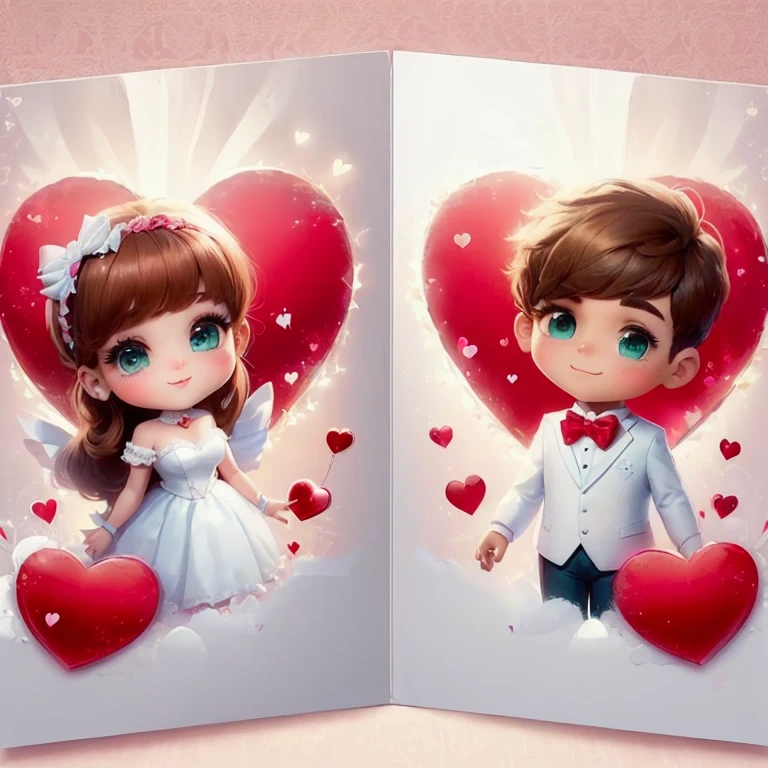 two cards with a cartoon couple holding hearts and a bow tie, lovely couple, romantic couple, concept art of love, man and woman in love, lovely and cute, couple, boy and girl, romantic painting, cute digital art, love is begin of all, love theme, cute and lovely, love story, mobile wallpaper, cute detailed artwork, in love