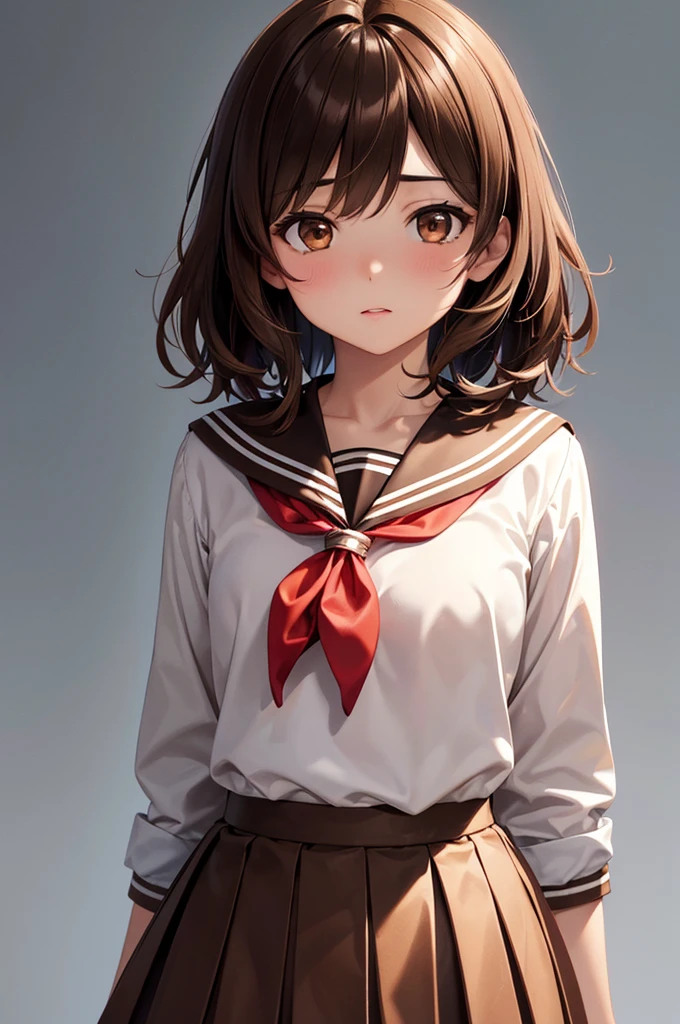 In the middle of nowhere, kumiko oumae, (Brown eyes:1.5), Brown Hair, short hair, Wavy Hair, (Flat Chest:1.2),
壊す brown shirt, brown skirt, kitauji high , Long sleeve, neckerchief, pleated skirt, red neckerchief, Sailor collar, , Seraphim, shirt, skirt, uniform, white Sailor collar,
Highest quality, High resolution, unity 8k wallpaper, (figure:0.8), (Beautiful attention to detail:1.6), Highly detailed face, Perfect lighting, Highly detailed CG, (Perfect hands, Perfect Anatomy),((nsfw))