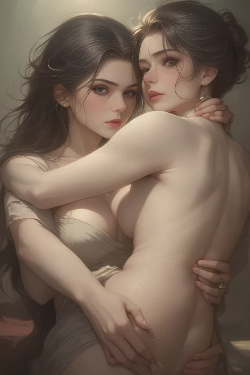 High-quality images 、4-year-old、black hair (long straight black hair、Long Bangs、Tears streaming down my face、Blackberry eyes、A beautiful young femme fatale、naked、PRİNCESS、Hugging。They are in love with each other。Created by Boris Vallejo「Ideal Anatomy」The sketch of、It is characterized by being very detailed.。masterpiece、Detailed study of the face、Beautiful Face、Features of Beautiful Face、Perfect Image、Realistic shots、Detailed study of the face、Full body image、8k、Detailed Images、Highly detailed illustration、A true masterpiece of the highest quality、Careful drawing。Bare Skin、Gown and naked watercolor、
Watercolor Gothic、Romance Black Panties、
Large drops of sweat、Dripping Sweat、A look of ecstasy as she spreads her legs wide、Intense love, intense pose、