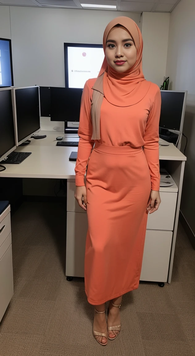 Malay girl in hijab,full body, office background,varied poses