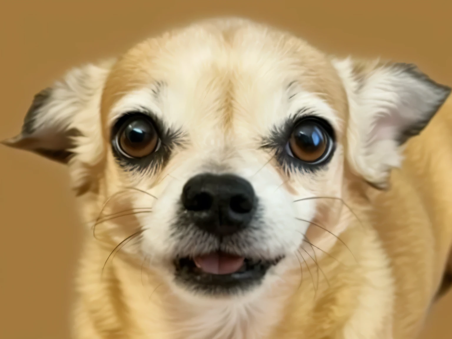 
a very cute dog, she is very happy, her look is very happy and bright, she is smiling, the image is very detailed