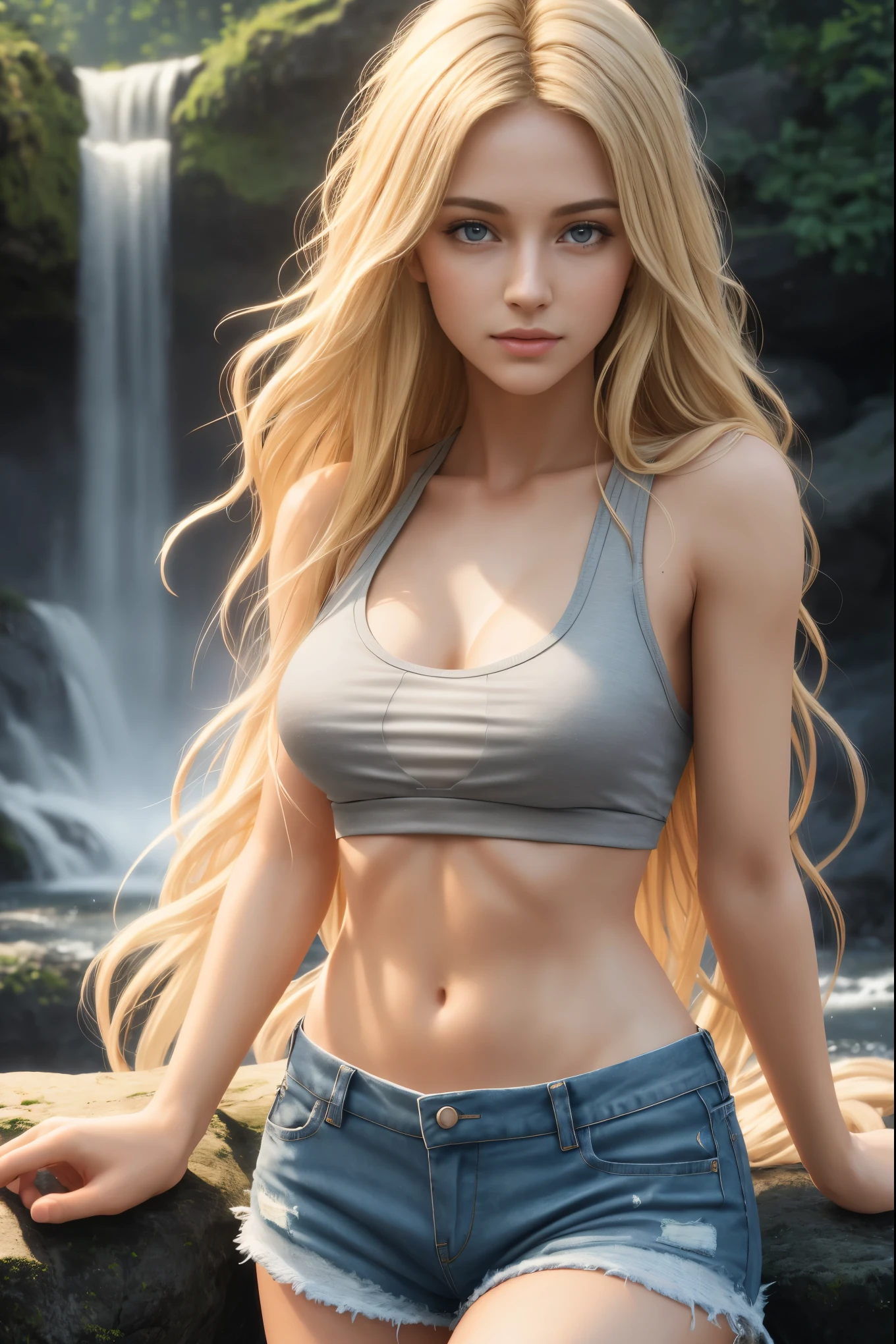 Best quality, realistic, 8k, high resolution, 1girl, woman, (dimpled skin), (small breasts: 1.4), (professional lighting, bokeh), (street), wet, rain, in water, swimming pool, (Shirt: 1.5), (Portrait: 0.8), Gorgeous, Blooming, Floating Hair, (Light Particles, Lens Flare, Luminous Particles: 0.6), (Dynamic Pose), Highlights, Soft Light, Dark Circles, Blonde Hair, Tilting Head , sunshine, looking at viewer, daytime, depth of field, (small head: 1.6), bare shoulders, broad shoulders, smiling, buttocks, full body portrait,